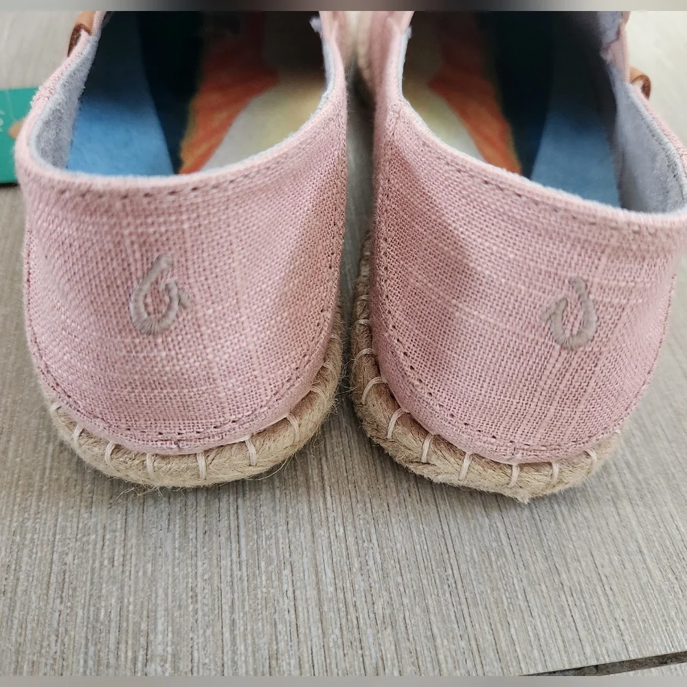 Olukai Women's Kaula Pa'a Kapa Convertible Espadrille~PINK CANVAS ~SIZE 6.5 *NEW